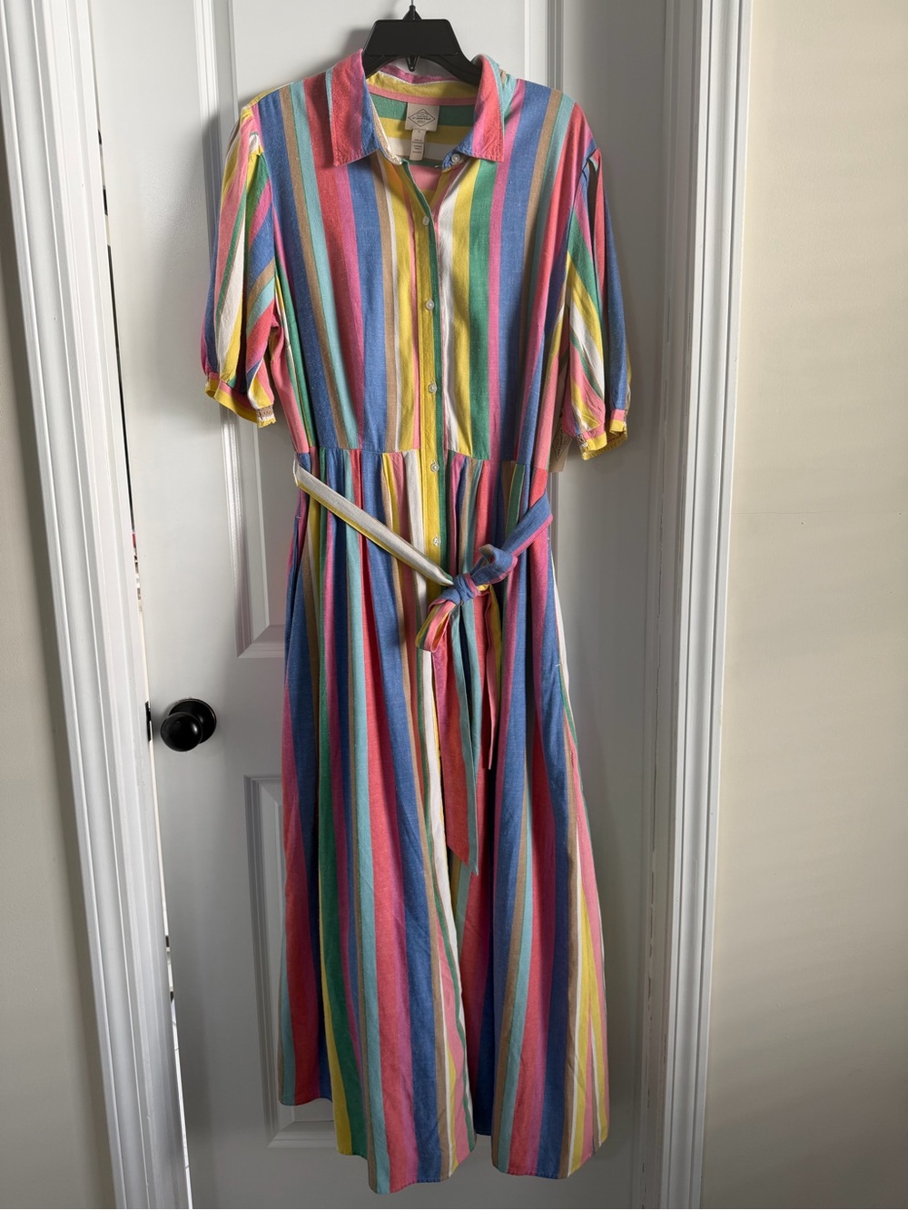 St. John's Bay Multicolor Striped Maxi Dress in Pink, Blue, Yellow, Green